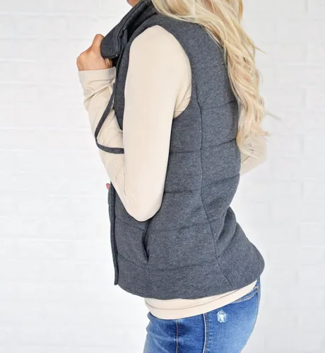 Miniatura 2 de Valphsio - Chaqueta sin mangas acolchada para mujer, ligera, con cierre, cordón ajustable y bolsillos