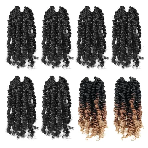 Miniatura 30 de TOYOTRESS Tiana Passion Twist Hair - Cabello Passion Twist de 16 pulgadas, trenzas pretrenzadas de ganchillo negro natural, extensiones de cabello 1b