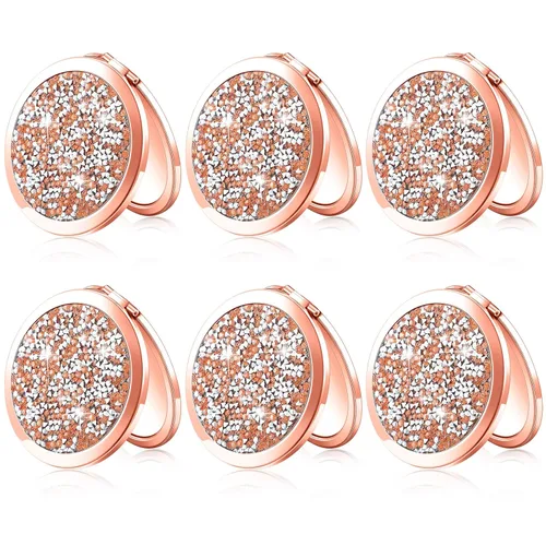 Miniatura 8 de Yulejo 6 piezas de espejo compacto a granel mini espejo de bolsillo para bolso, regalo de boda, maquillaje pequeño, cosmético de aumento portátil