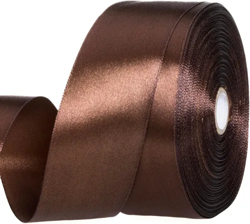 YASEO Cinta de satén marrón sólido de 1 1/2 pulgadas, cinta de tela artesanal de 50 yardas para envolver regalos, ramos florales, decoración de
