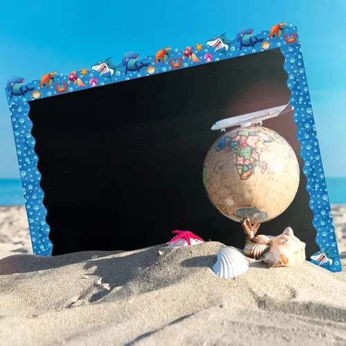 Miniatura 4 de Containlol Bordes para decoración de tablón de anuncios, 118 pies de borde festoneado con tema oceánico para tablón de anuncios de aula
