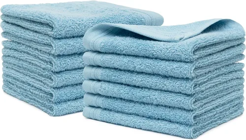 Juego de 12 paños de 100 % algodón de 13 x 13 pulgadas, juego de 12 toallas ultrasuaves y altamente absorbentes, para baño, gimnasio, hotel, spa,