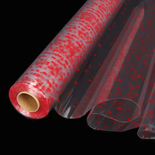 CMFYHM Rollo de Envoltorio de Celofán Transparente (34" x 120 Pies) 3Mil Celofán de Lunares Rojos, Rollo de Envoltorio de Celofán para Regalos,