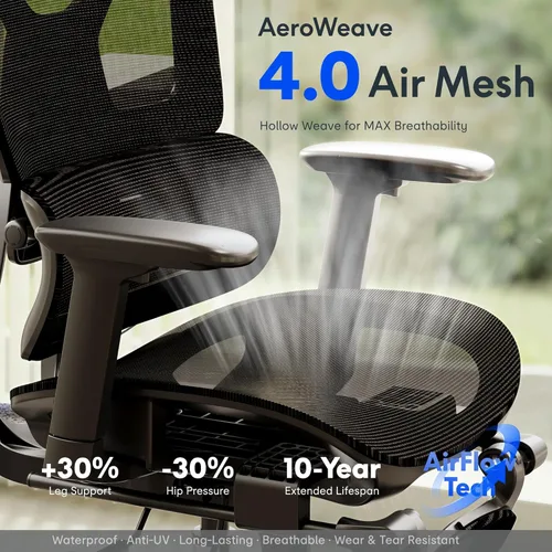 Miniatura 9 de FLEXISPOT ErgoX Premium - Silla de Oficina Ergonómica Premium con Reposapiés - Reposabrazos 3D Ajustables, Soporte Lumbar Dinámico, Función de Crema