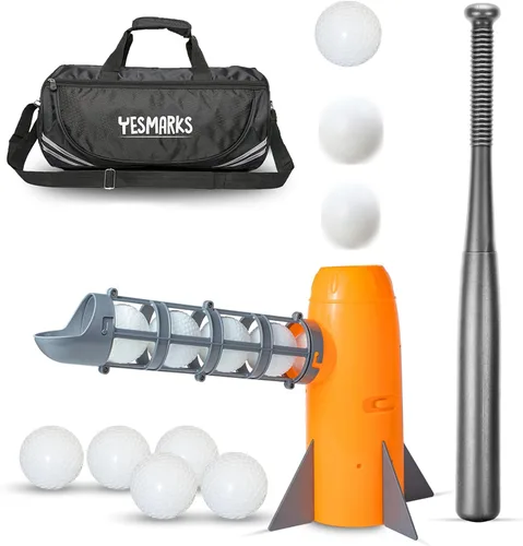 YESMARKS Máquina de Lanzamiento de Béisbol Automática para Niños Juego de Juguetes para Exteriores - Equipo de Entrenamiento y Juguetes de Práctica