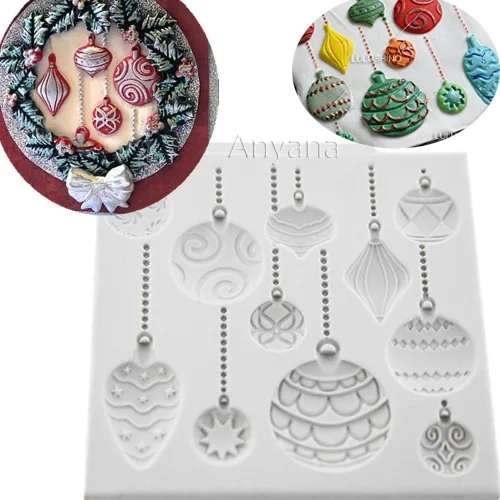Moldes para hornear adornos de Navidad, moldes de silicona para fondant, herramientas de decoración de pasteles festivos, pasta de goma, decoración
