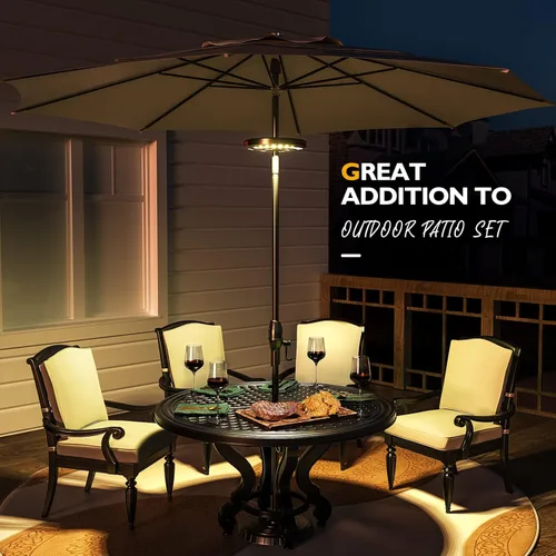 Miniatura 6 de Eletorot Luces para sombrilla de patio, luces recargables para exteriores, para decoración, luz de mesa de 28 LED, 3 modos de iluminación, Cálido
