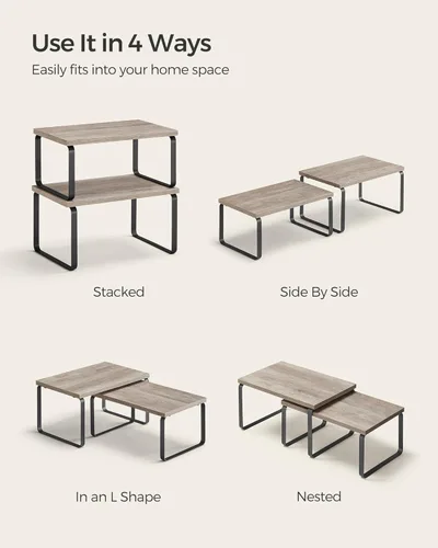 Miniatura 7 de SONGMICS Estante organizador de gabinete, juego de 4 estantes de encimera de cocina, almacenamiento de cocina, estante de especias, apilable, Tinta