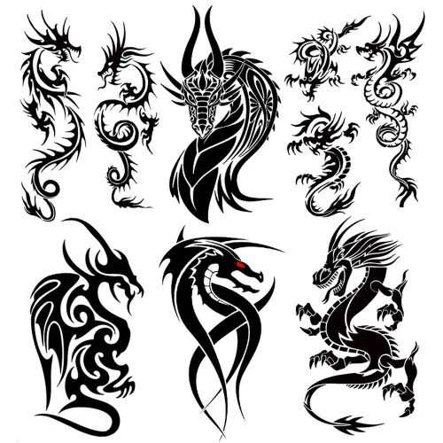 6 hojas de tatuajes temporales de tatuajes de garra de dragón volador negro, tótem y brazo, tatuajes falsos que se ven reales y duran mucho tiempo
