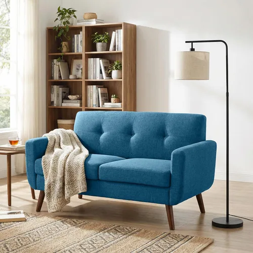 Tbfit Sofá biplaza de 56 pulgadas de ancho, decoración moderna de mediados de siglo, sofás de dos plazas para sala de estar, sofá pequeño tapizado