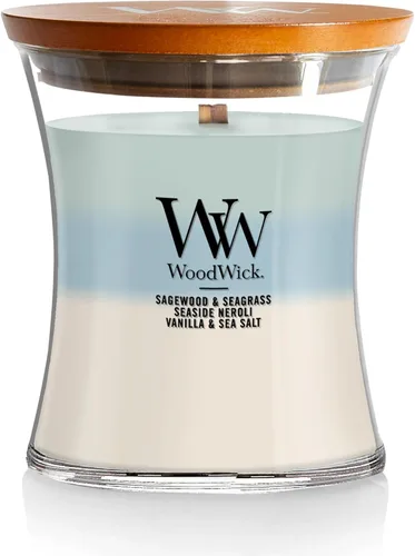 Miniatura 11 de WoodWick Vela mediana de reloj de arena Oceanic Mezcla de soja premium Mecha de madera agrietada Fabricado en Estados Unidos 9.7 onzas
