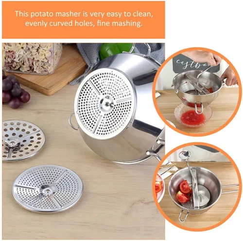 Miniatura 2 de UPKOCH Mezclador manual de papas y triturador de alimentos de acero inoxidable para puré de papas, batatas, verduras, herramienta de cocina, 12.99 x