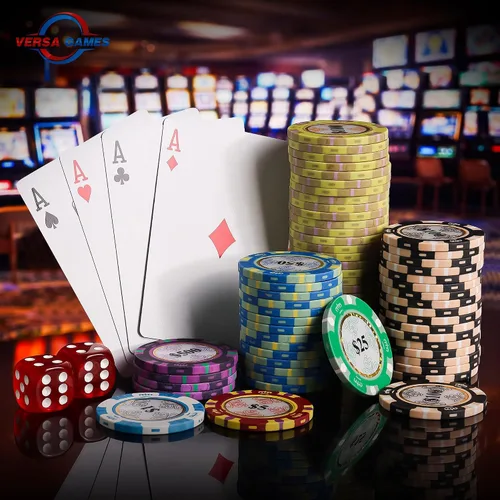 Miniatura 6 de Versa Games Juego de fichas de póquer – Fichas de póquer de grado casino de 0.48 oz, denominación de fichas de 7 colores – 2 mazos de cartas, dados