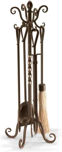 Pilgrim Home and Hearth 19008 - Juego de herramientas para chimenea victoriana, bronce cepillado