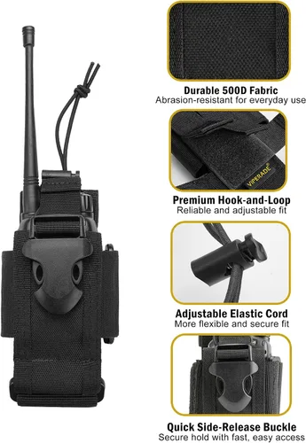 Miniatura 6 de VIPERADE MOLLE Funda de Radio - Funda Universal para Walkie Talkie para Cinturón de Servicio y Chaleco, Soporte de Radio Táctico para Baofeng