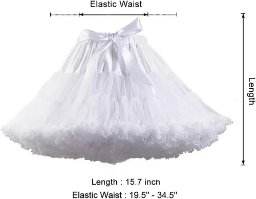 Miniatura 2 de XinChangShangMao Falda de Enagua de Gasa con Cintura Elástica para Mujer, Falda de Tul Tutú Esponjosa de Princesa para Ballet y Danza, Enaguas Falda