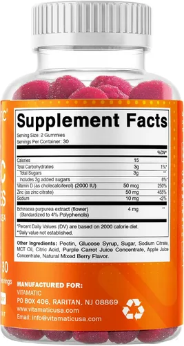 Miniatura 8 de Vitamatic Gomitas de zinc de 50 mg - 60 gomitas veganas - Sin gluten - Paquete de 2