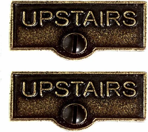 Miniatura 26 de Placa de interruptor de suministro para renovadores, placa de pared con acabado de latón "UPSTAIRS" Latón antiguo