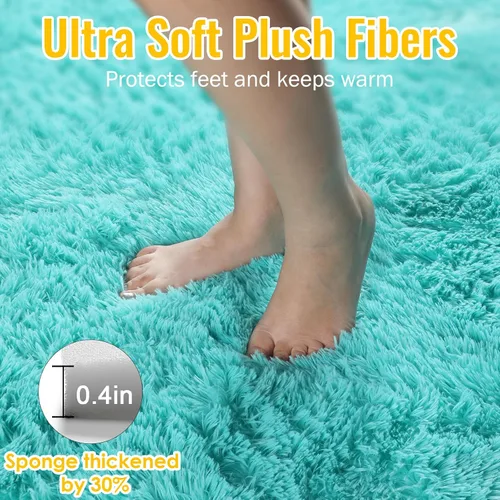Miniatura 6 de PAGISOFE Alfombras suaves y esponjosas de color verde azulado para dormitorio, habitación de los niños, sala de estar, alfombra peluda