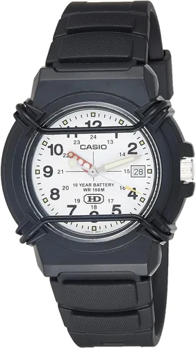 Casio HDA600B-7BV Reloj de cuarzo de resina negra para hombre con esfera blanca, Azul, Reloj analógico, reloj de cuarzo