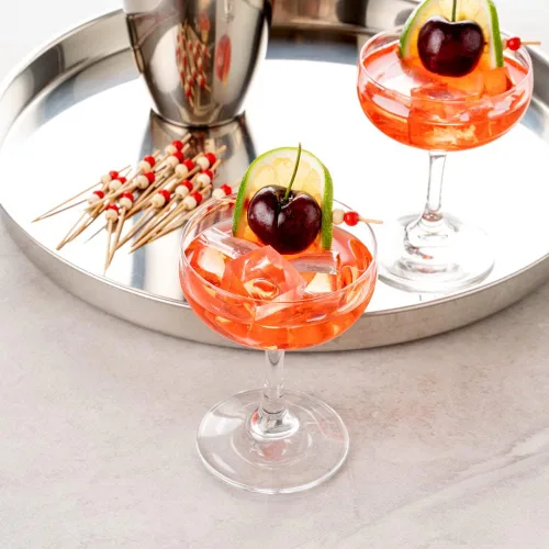 Miniatura 9 de Restaurantware Pinchos de comida de 2.8 pulgadas, 100 palitos de canapé con cuentas, resistentes, desechables, color rojo y crema, púas de madera