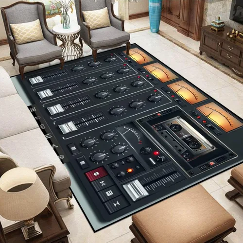 Miniatura 2 de Plantilla de estudio de grabación portátil de vector con iconos, alfombras de área, tapete antideslizante, tapete suave para puerta, alfombra