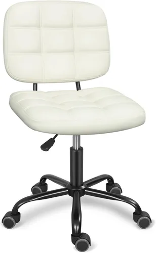 ERGOSEAT Silla de escritorio de oficina en casa sin brazos con ruedas, moderna silla ergonómica con ruedas giratorias de 360°, sillas de tareas de