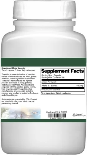 Miniatura 3 de Terravita Alfalfa 5:1-450 mg (100 Cápsulas, ZIN: 518837)