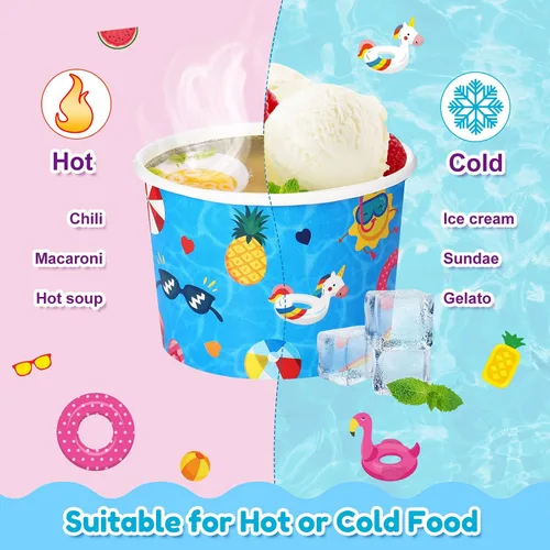 Miniatura 3 de Didaey Paquete de 150 tazas de helado de 8 onzas para alimentos fríos y calientes, suministros desechables para fiestas en la piscina