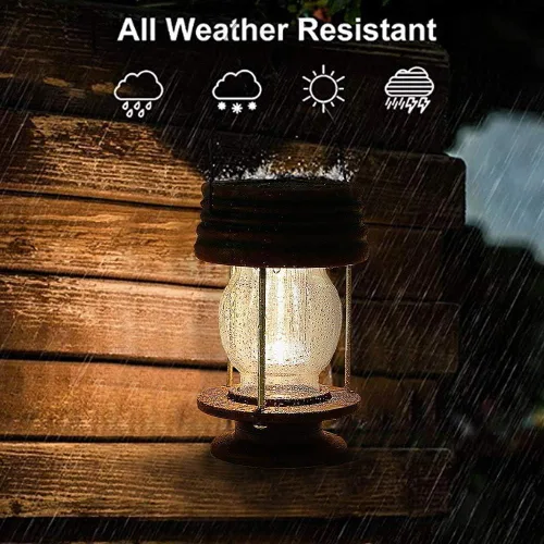 Miniatura 4 de pearlstar Faroles solares colgantes al aire libre con asa para decoración de caminos, patio, jardín, lámpara de mesa solar impermeable, paquete de 2