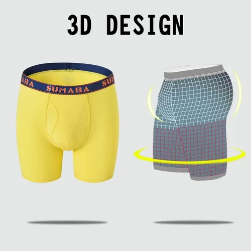 Miniatura 4 de SUMABA Calzoncillos tipo bóxer de pierna larga para hombre, con bolsa que no se sube, de bambú, transpirables