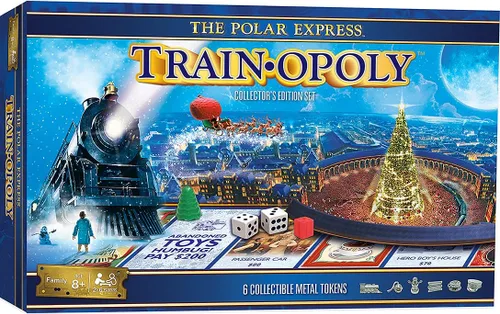 MasterPieces Opoly Juegos de mesa - The Polar Express Train Opoly - Juegos de mesa con licencia oficial para adultos, niños y familia
