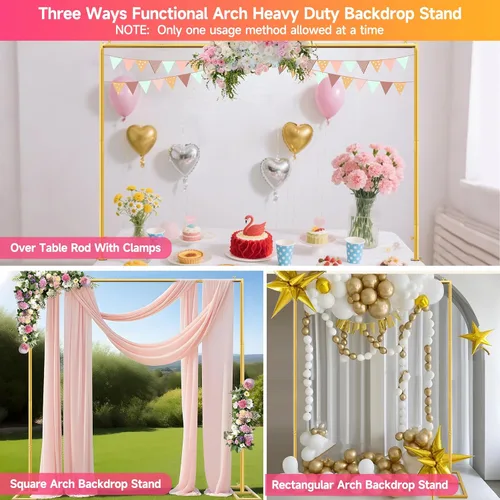 Miniatura 5 de Soporte Cuadrado para Telón de Fondo, Arco de Boda Soporte Ajustable Resistente, Soporte de Barra Sobre la Mesa con Abrazaderas, Marco de Globo