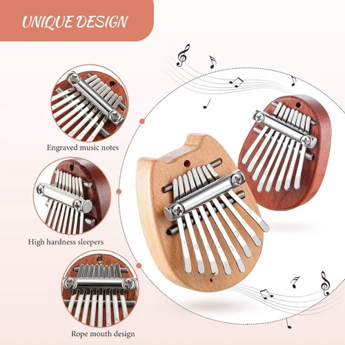 Miniatura 3 de eBoot 10 Piezas Juego de Mini Piano de 8 Teclas Incluye Piano de Dedo Pulgar con Cadena de Cordón, Protector de Dedos y Paño de Limpieza Regalo