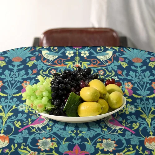 Miniatura 267 de Mantel Floral Retro de Pájaros, Diseño Original Bohemio William Morris Estampado Cubierta de Mesa para Hogar Picnic Fiesta Comedor Cocina William