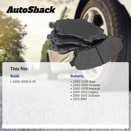 Miniatura 2 de AutoShack - Juego de pastillas de freno delanteras de cerámica para Subaru y Saab, Outback 2001-2012 Forester 2003-2010 Impreza 2002-2010 Legacy