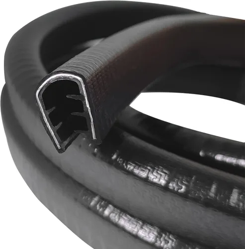 Miniatura 8 de SYOAUTO Borde grande ribeteado, se ajusta a bordes de 1/4 pulgada, 16 pies (5 metros) Borde de goma negro para molduras de barco