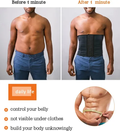 Miniatura 2 de GainKee 100% Látex Fajas de Entrenamiento para Cintura de Hombre con Hueso de Acero, Cinturón de Sudor, Traje de Sauna para Fitness, Moldeador