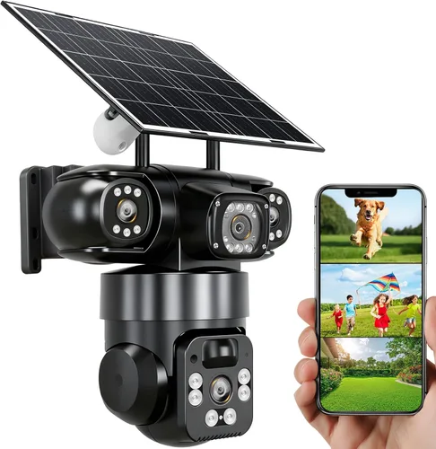 Miniatura 16 de KEPEAK Solar Security Camera Outdoor Wireless, Triple Lens PTZ Camera, 360° Pan Tilt, Color Night Vision, PIR Motion Detection, Two-Way Audio