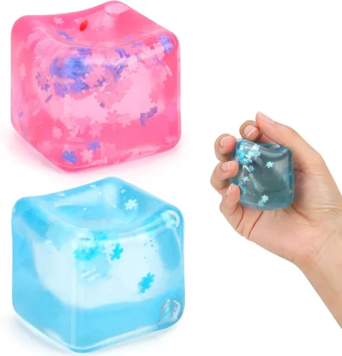 Miniatura 7 de Gretex juguete de ansiedad para todas las edades: paquete de 2 unidades de bola de estrés de hielo blanda sensorial, juguete esponjoso de compresión