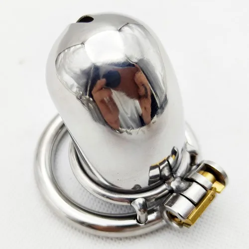 Miniatura 4 de Jaula de castidad de metal de acero inoxidable, dispositivo de castidad masculina, jaula de polla, juguetes sexuales para hombres con bloqueo