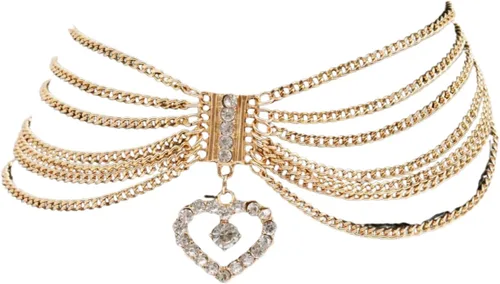 Miniatura 5 de Pulsera de cadena de metal dorado para mujer, estilo occidental, tobillera con dije de corazón, Metal, Sin gemas.