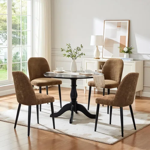 Miniatura 25 de Juego de 2 sillas de comedor tapizadas, sillas de comedor de tela moderna de mediados de siglo, sillas de cocina con asiento acolchado y patas
