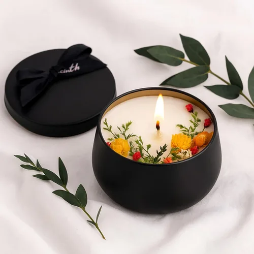 Miniatura 5 de ZENFUN 24 latas de velas negras con tapas, tarros de velas vacías a granel de 8 onzas, recipientes de lata de metal para hacer velas, almacenar