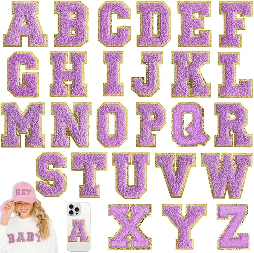 Miniatura 11 de 104 Piezas de Letras Grandes de 3 Pulgadas de Chenilla Blancas de la A-Z, Letras Termoadhesivas para Tela y Ropa, Bordado de Brillantina para 104