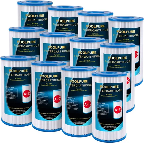 Miniatura 10 de POOLPURE Filtro de piscina tipo A o C / III que reemplaza a Intex 29000E/59900E/#29003E, bomba de filtro 1000/1500/530 GPH, C-4607, funículo, fácil