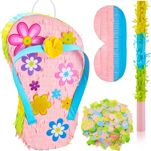 Sotiff Piñata Luau de verano de 17 pulgadas para piscina de verano, fiesta de cumpleaños, baby shower, suministros de fiesta con máscara de ojos de