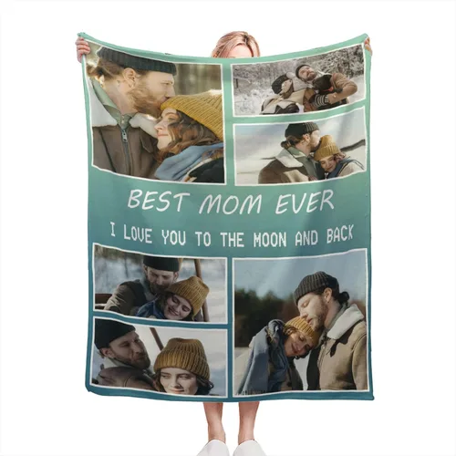Miniatura 32 de Manta personalizada con texto fotográfico, manta de imagen personalizada para bebé, madre, padre, adultos, amigos, amantes, regalo personalizado