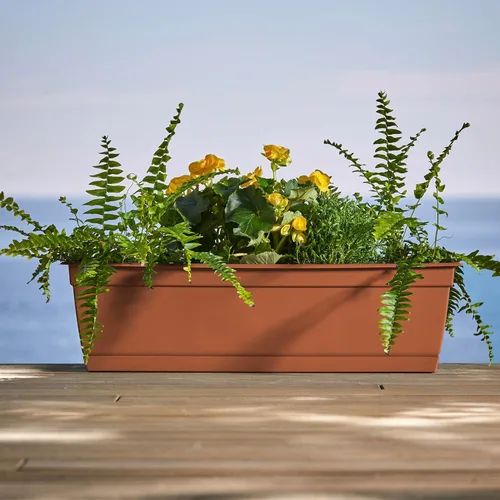 Miniatura 2 de Bloem Dayton Caja de Ventana Rectangular de Plástico Reciclado Terra Cotta de 24 pulgadas con Bandeja de Platillo para Jardinería Interior y Exterior