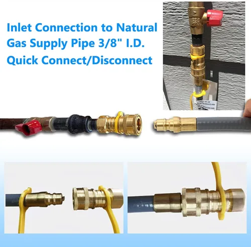 Miniatura 5 de GasSaf Manguera de gas natural de 3/8 pulgadas de diámetro interior, manguera de gas de conexión rápida de 24 pies con rosca de tubo hembra de 3/8 x